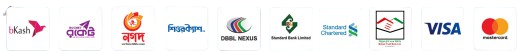 Accepted payment methods: bKash, Rocket, Nagad, SureCash, DBBL Nexus, Standard Bank, Standard Chartered, Visa, Mastercard